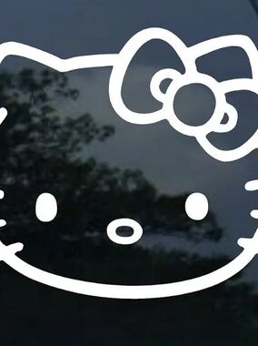 Hello Kitty White Outline Vinyl Decal - Cute Cartoon Face